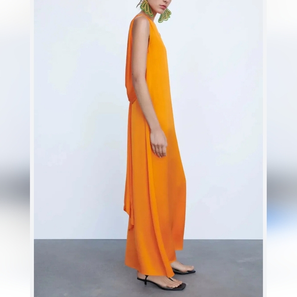 ZARA Draped Orange dress NWT - Picture 11 of 16